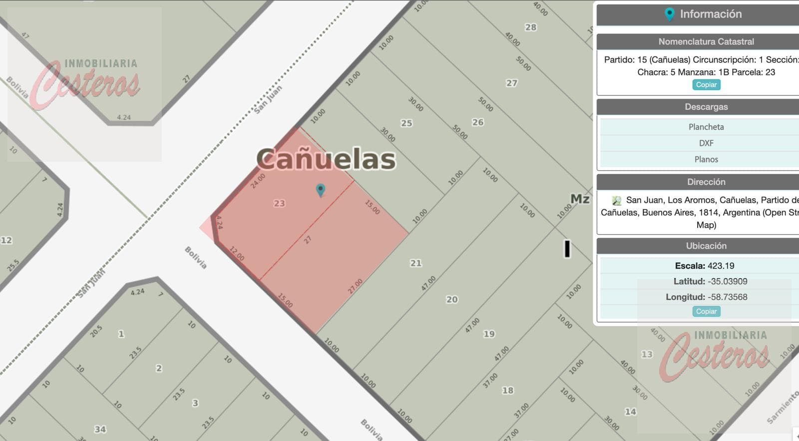 810-square-meter wooded lot at the corner of San Juan and Bolivia Streets
