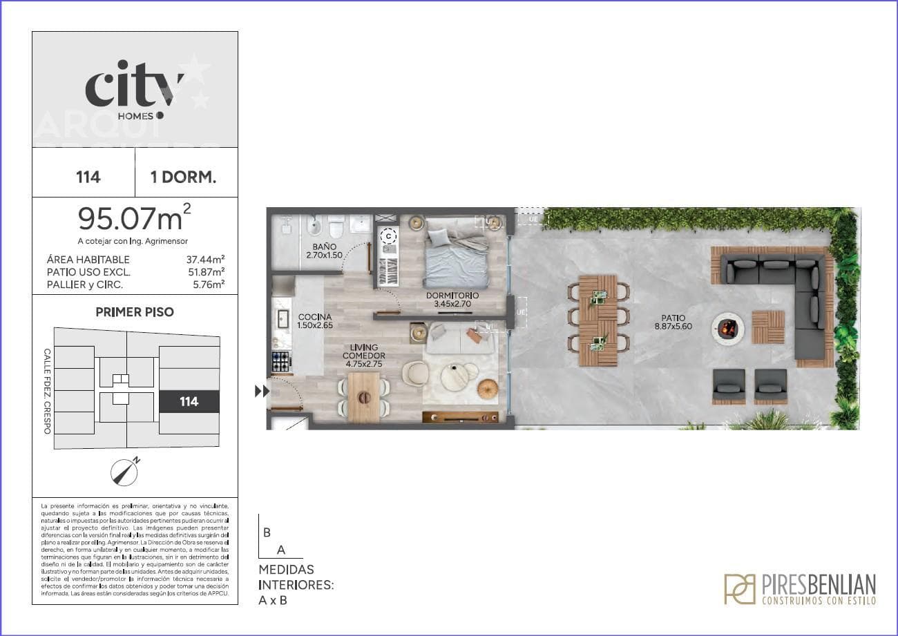 One-bedroom apartment with a patio for sale in Cordón - 114