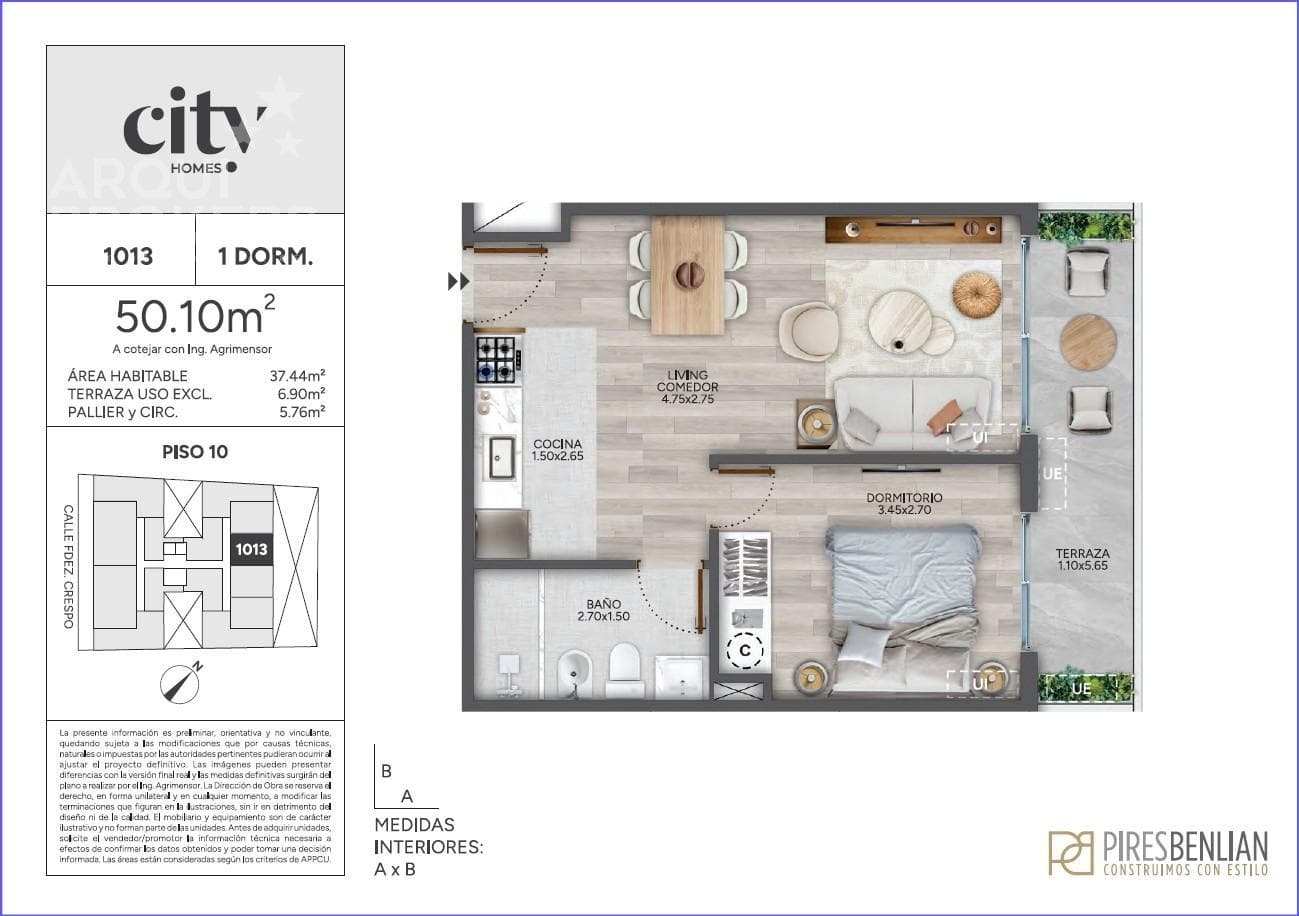 One-bedroom apartment for sale in Cordón - 1013