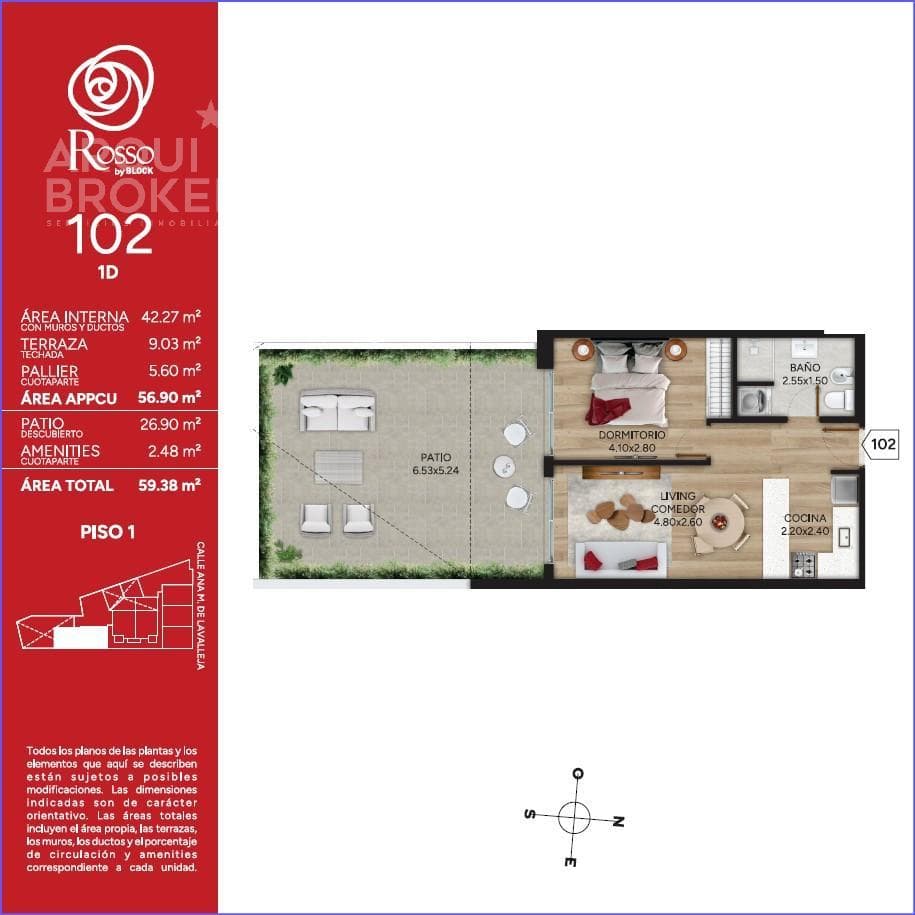 One-bedroom apartment with a patio for sale in Cordón -102