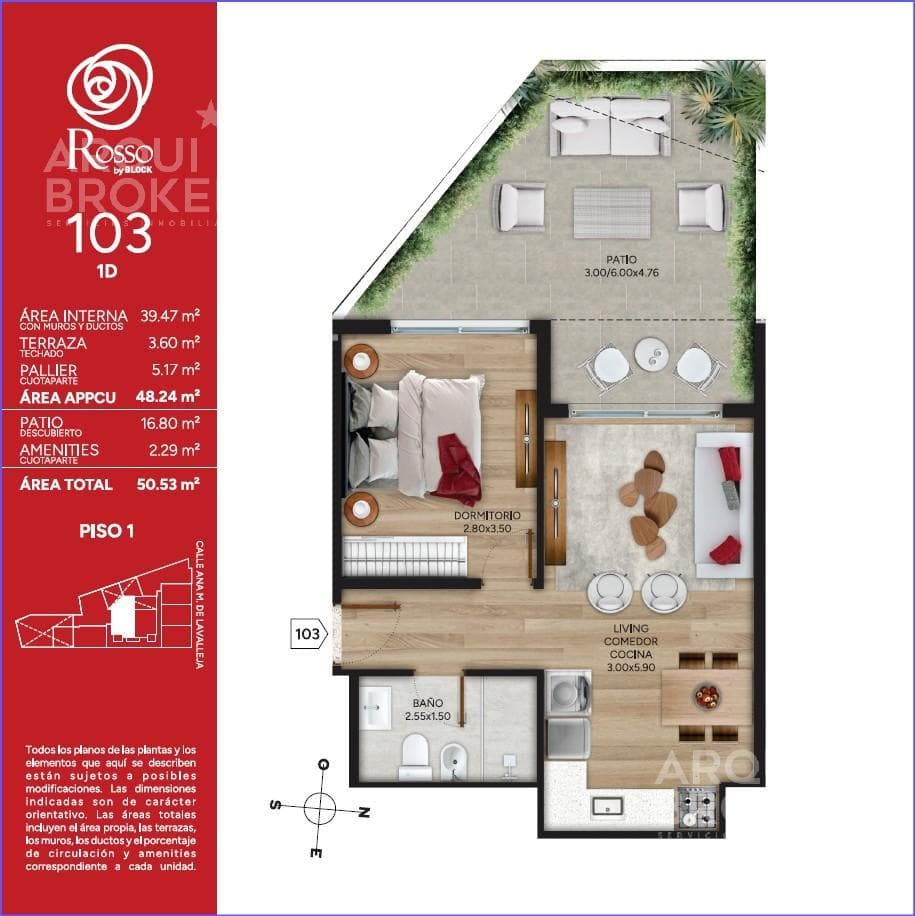 One-bedroom apartment with a patio for sale in Cordón -103