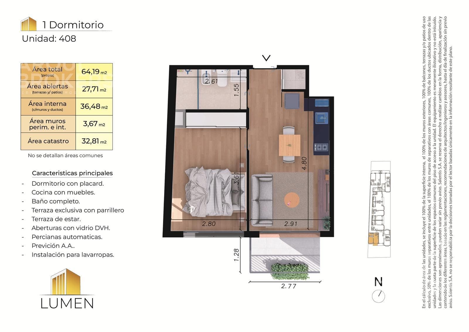 One-bedroom penthouse apartment for sale in Buceo - 408
