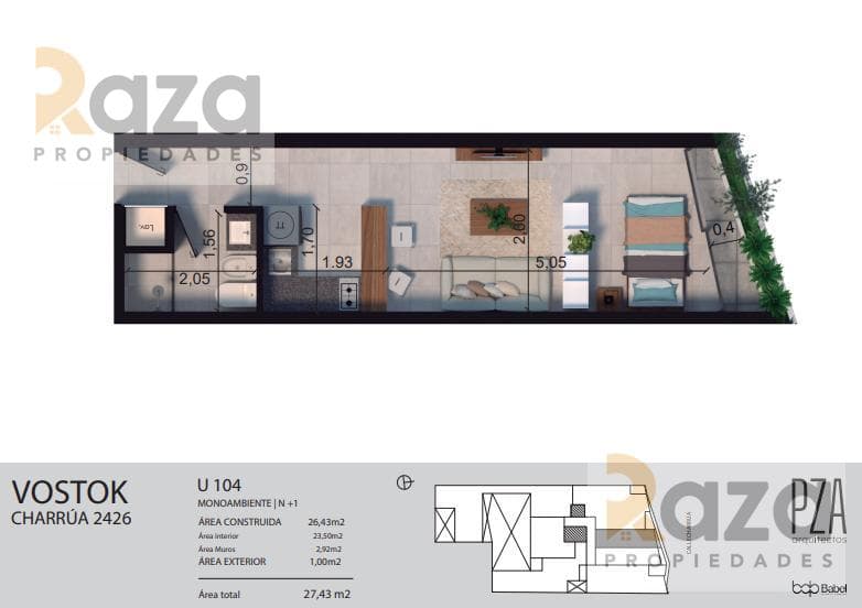 Studio Apartment in Pocitos