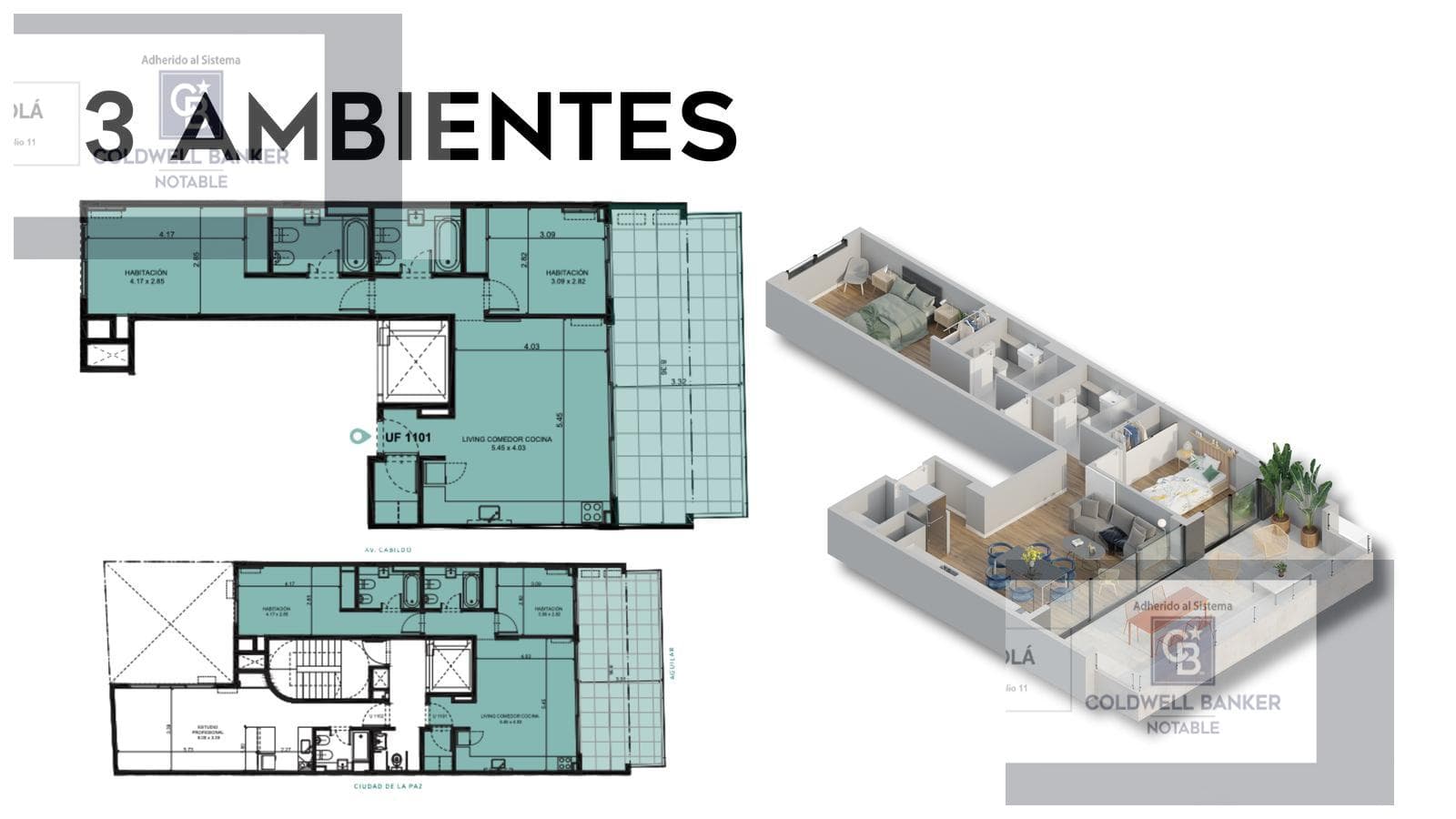 FOR SALE / 3-room, 94 m², 11th floor, Belgrano Aguilar 2483