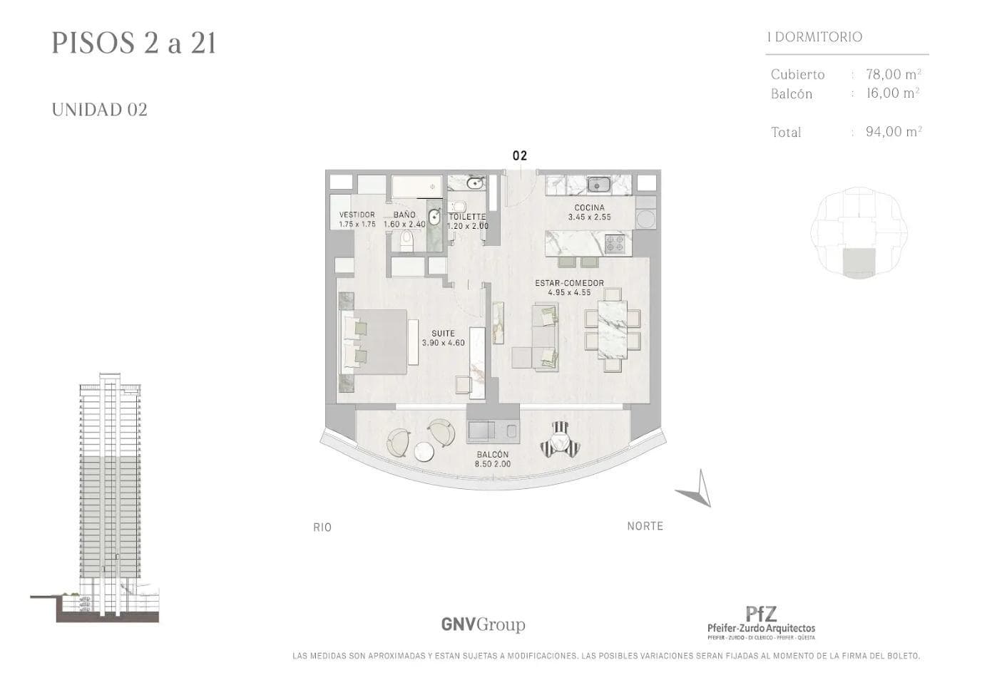 2-room apartment for sale, Osten Tower II, Puerto Madero.
