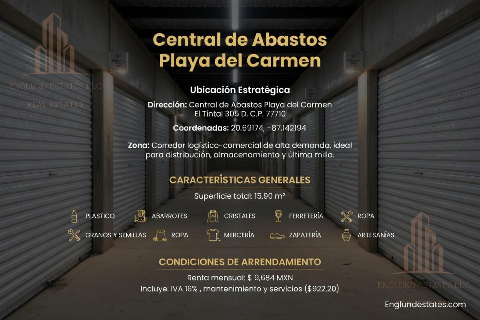 WINE CELLAR FOR RENT INSIDE THE PLAYA DEL CARMEN WHOLESALE MARKET