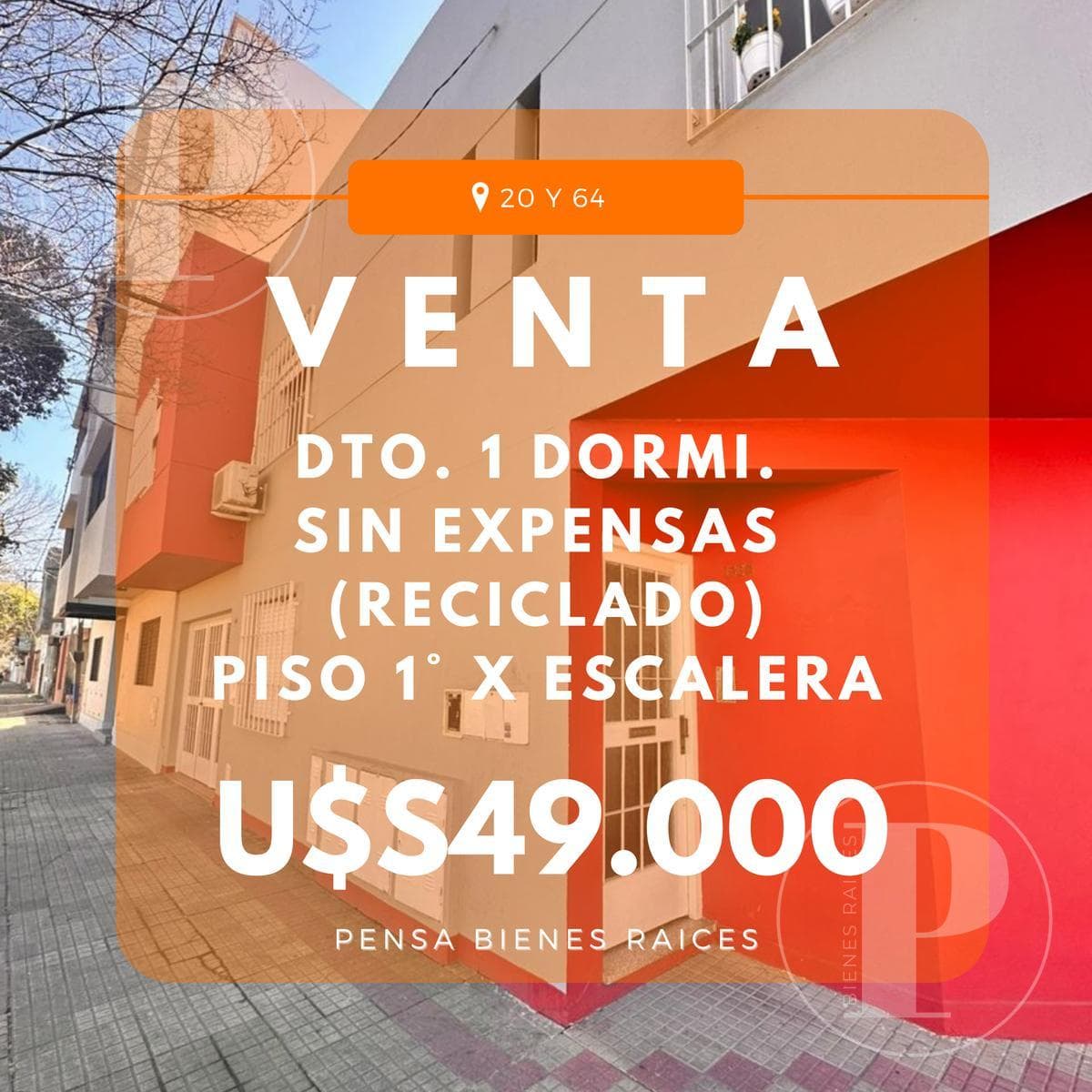 | FOR SALE | 1-Bedroom Penthouse. No fees, 20 and 64, La Plata
