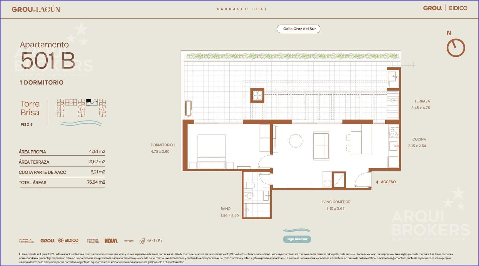 One-bedroom penthouse apartment for sale in Carrasco Este - 501B