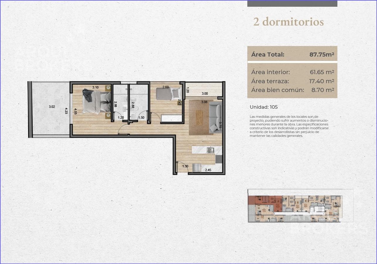 Two-bedroom apartment with a patio for sale in Malvín - 105