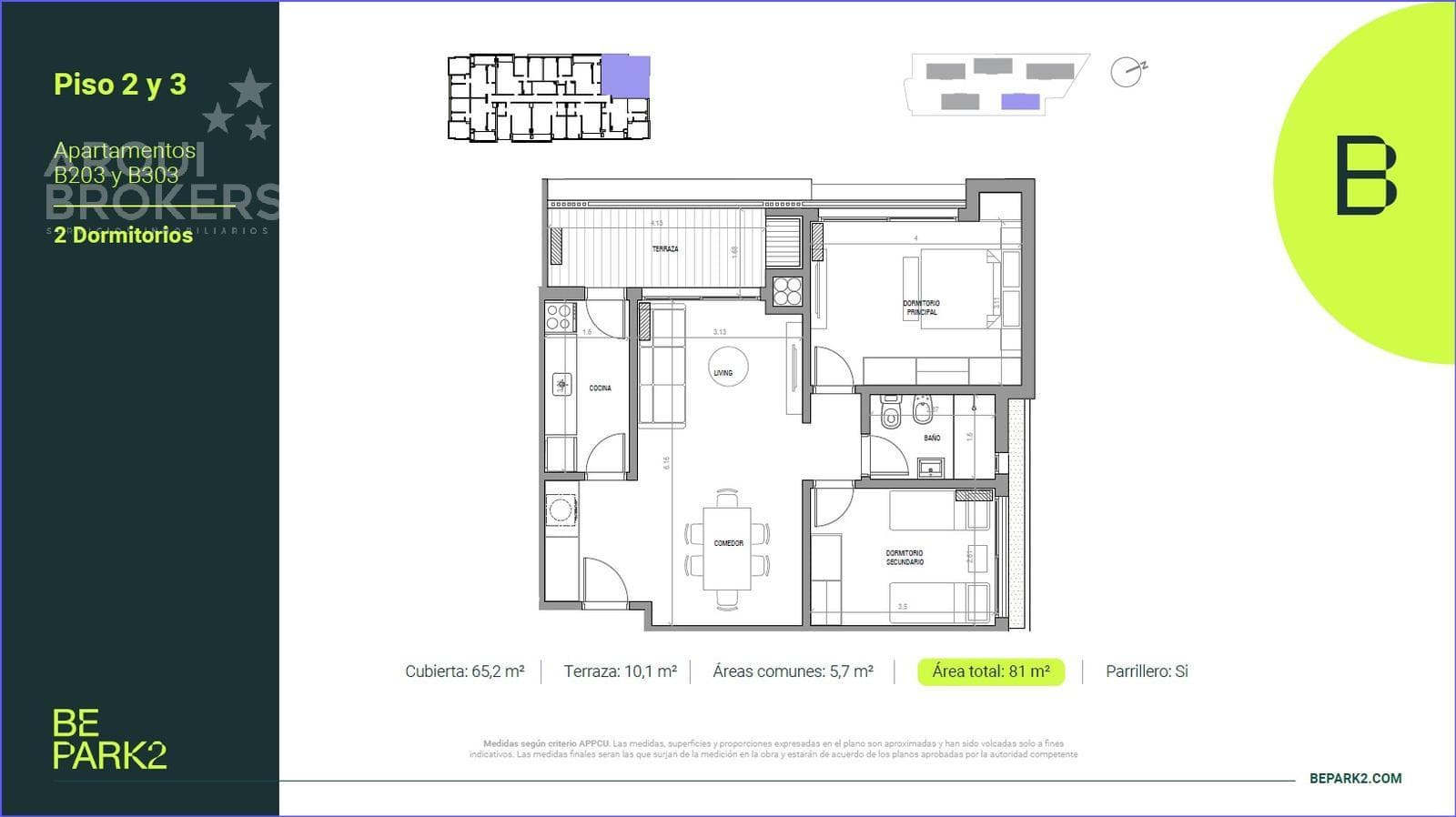 Two-Bedroom Apartment for Sale in Parque Rivera - B303
