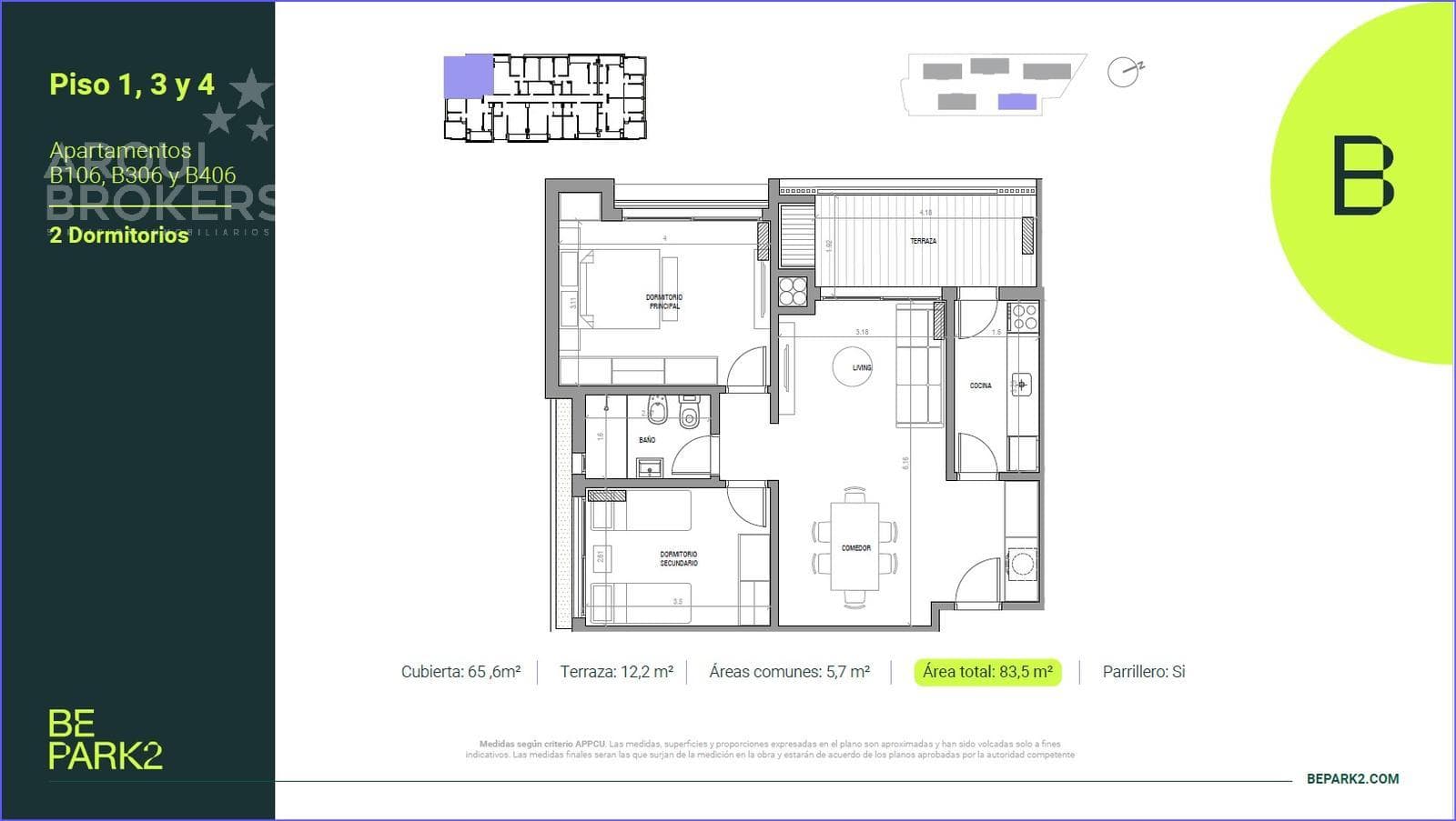 Two-Bedroom Apartment for Sale in Parque Rivera - B406