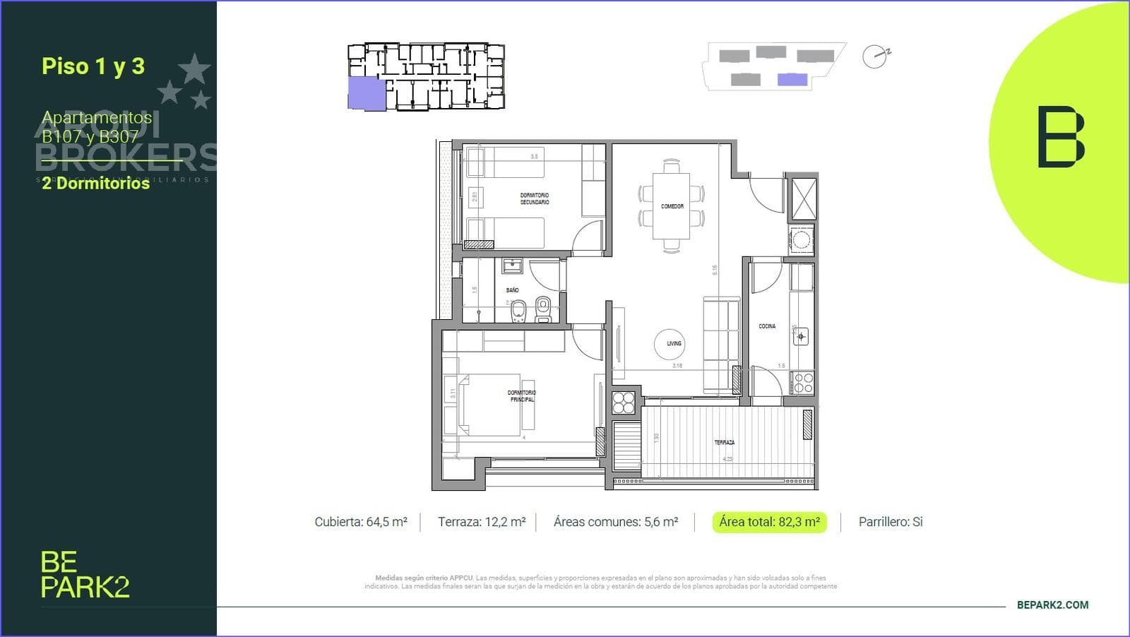 Two-Bedroom Apartment for Sale in Parque Rivera - B107