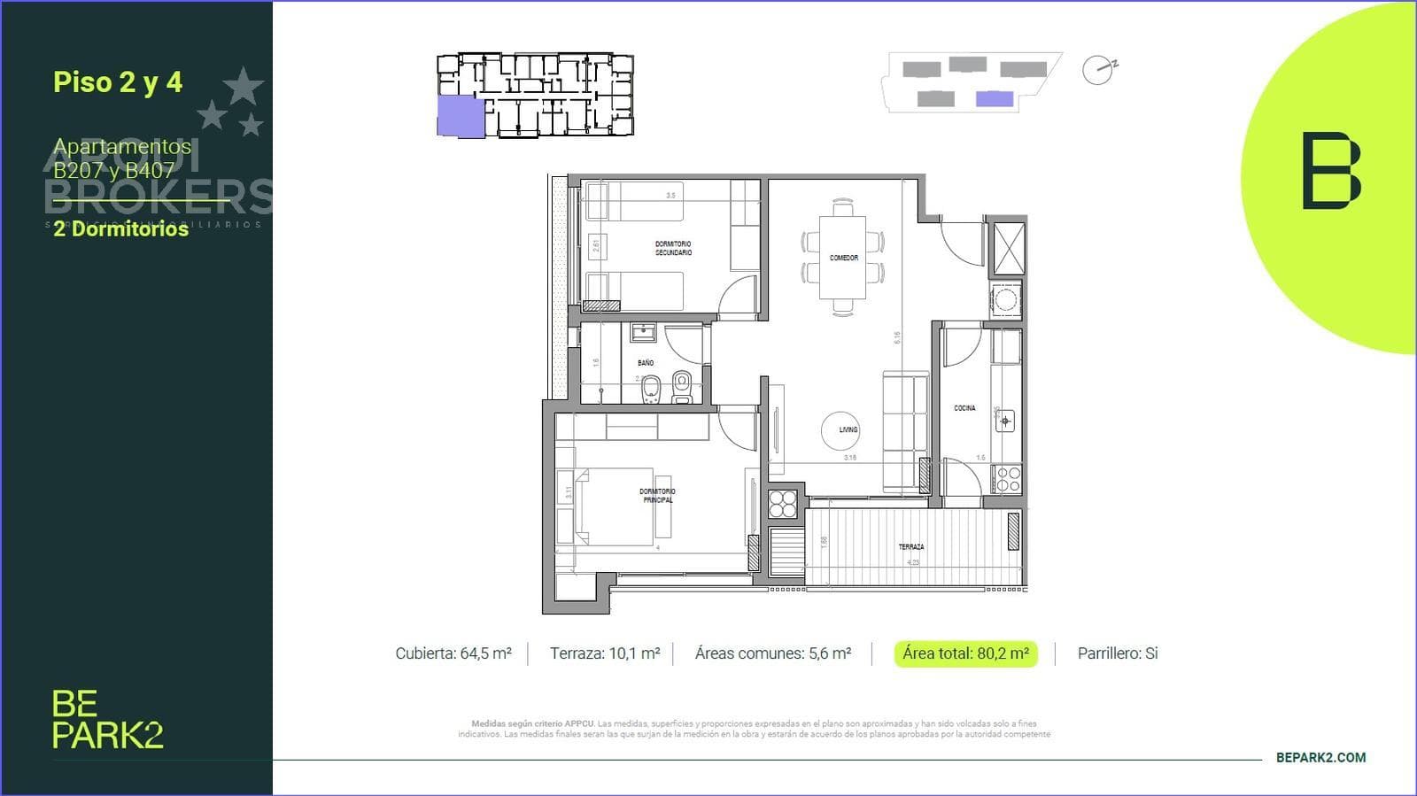 Two-Bedroom Apartment for Sale in Parque Rivera - B207