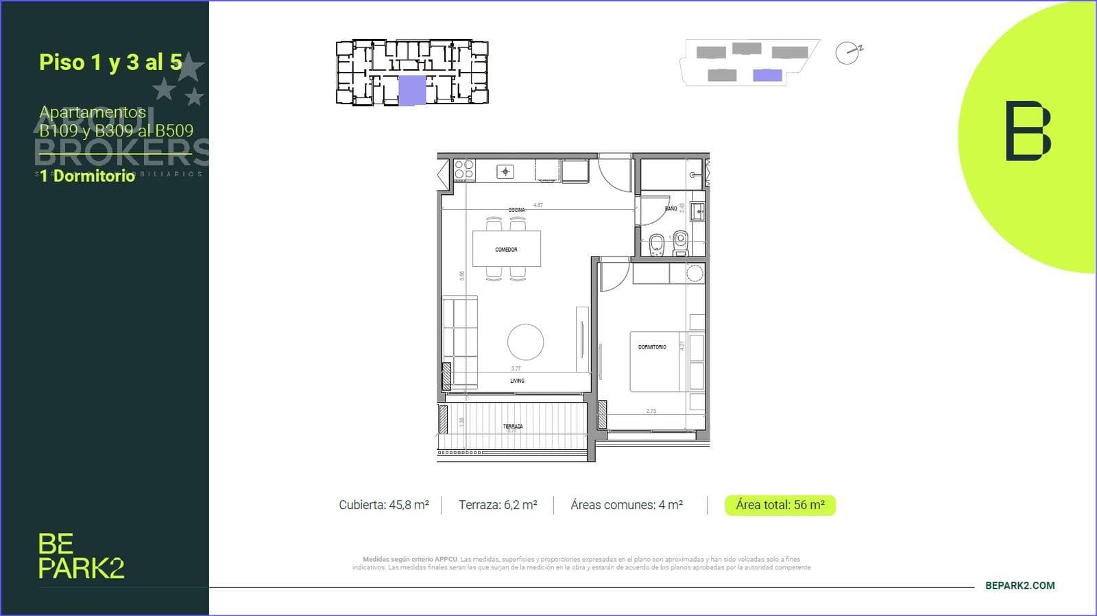 One-Bedroom Apartment for Sale in Parque Rivera - B509