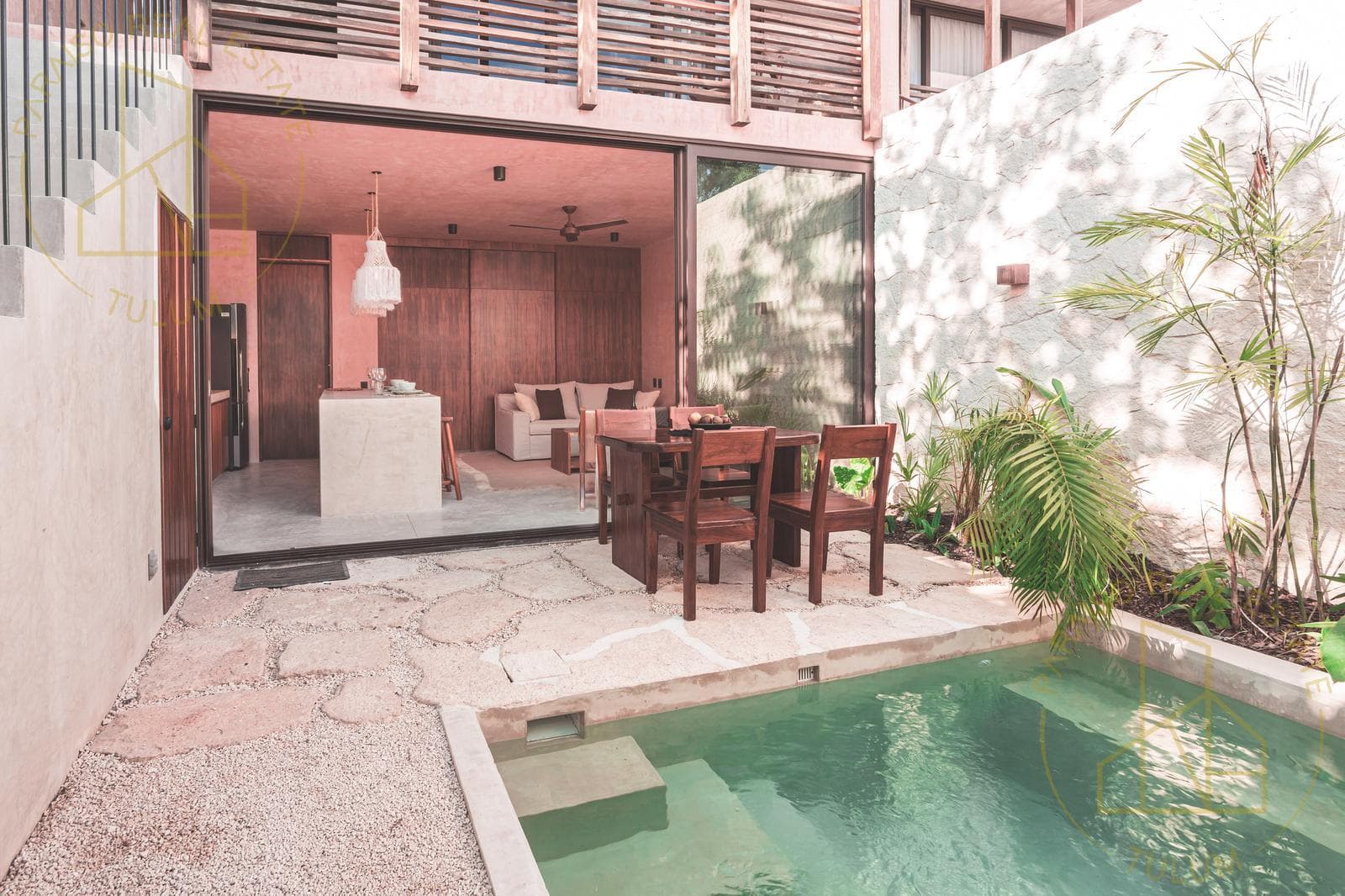 3-bedroom townhouse for rent, with 2 private pools and a rooftop deck—Villa 2—in La Kukulkan, Tulum