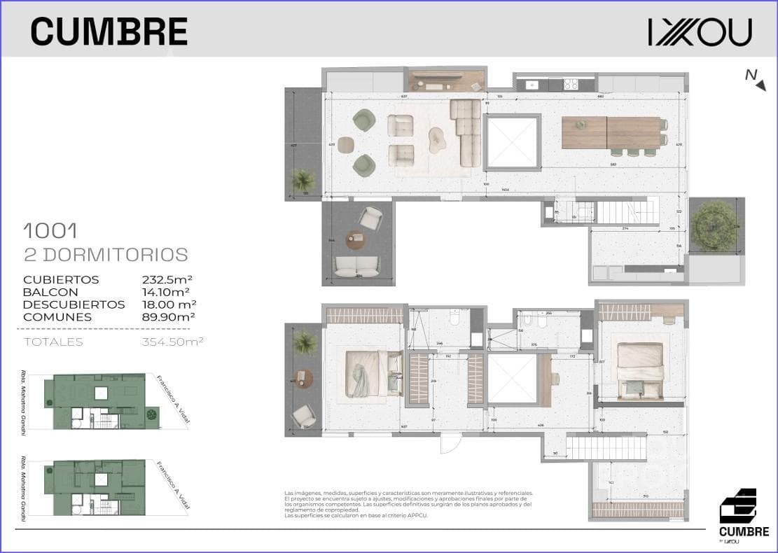 Two-bedroom duplex apartment with a home office for sale in Punta Carretas - 1001