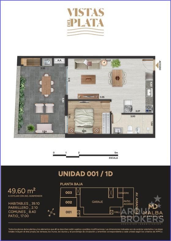 One-bedroom apartment with a patio for sale in Aguada - 001