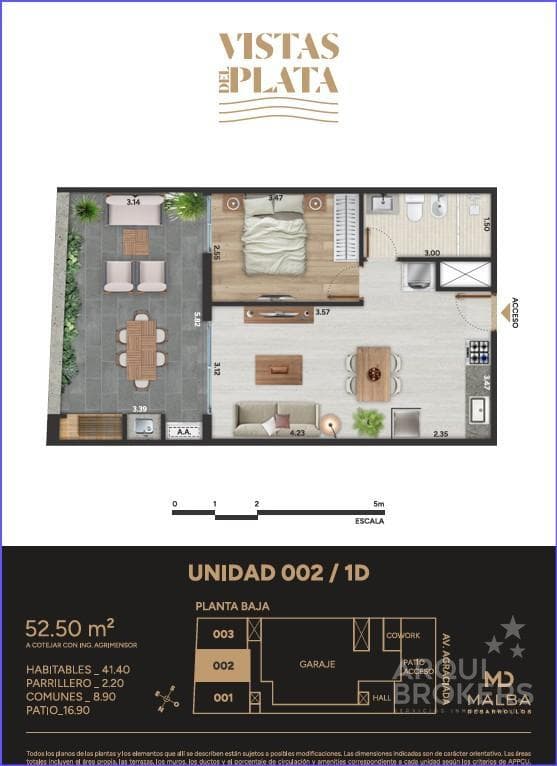 One-bedroom apartment with a patio for sale in Aguada - 002