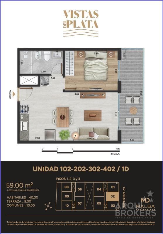 One-bedroom apartment for sale in Aguada - 402