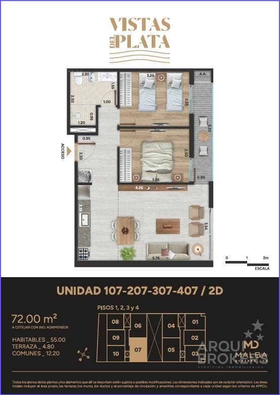 Two-bedroom apartment for sale in Aguada - 307