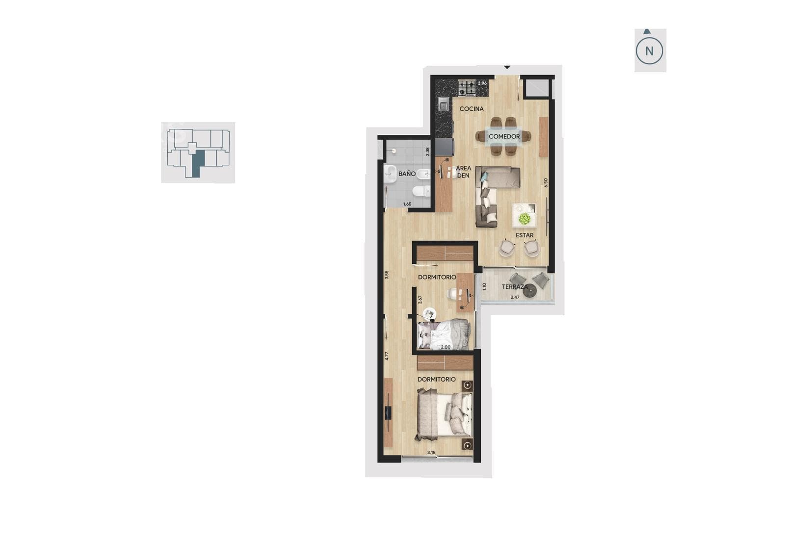 Two-bedroom apartment for sale in Parque Batlle - 1108