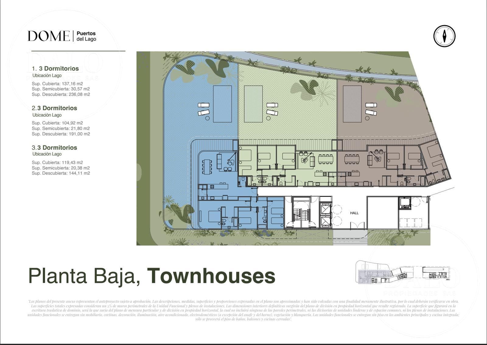 Apartments and Townhouses for Sale in de Pozo, 3 Bedrooms, Lake View, Puertos del Lago