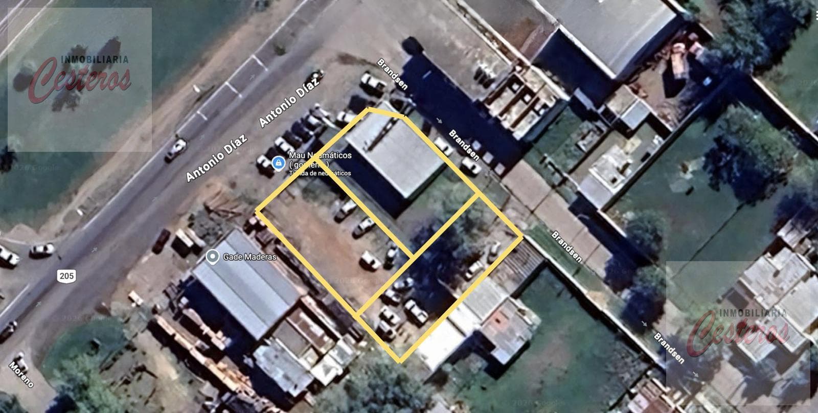 3 lots (946 m²) with commercial potential on Colectora and Brandsen, Cañuelas.