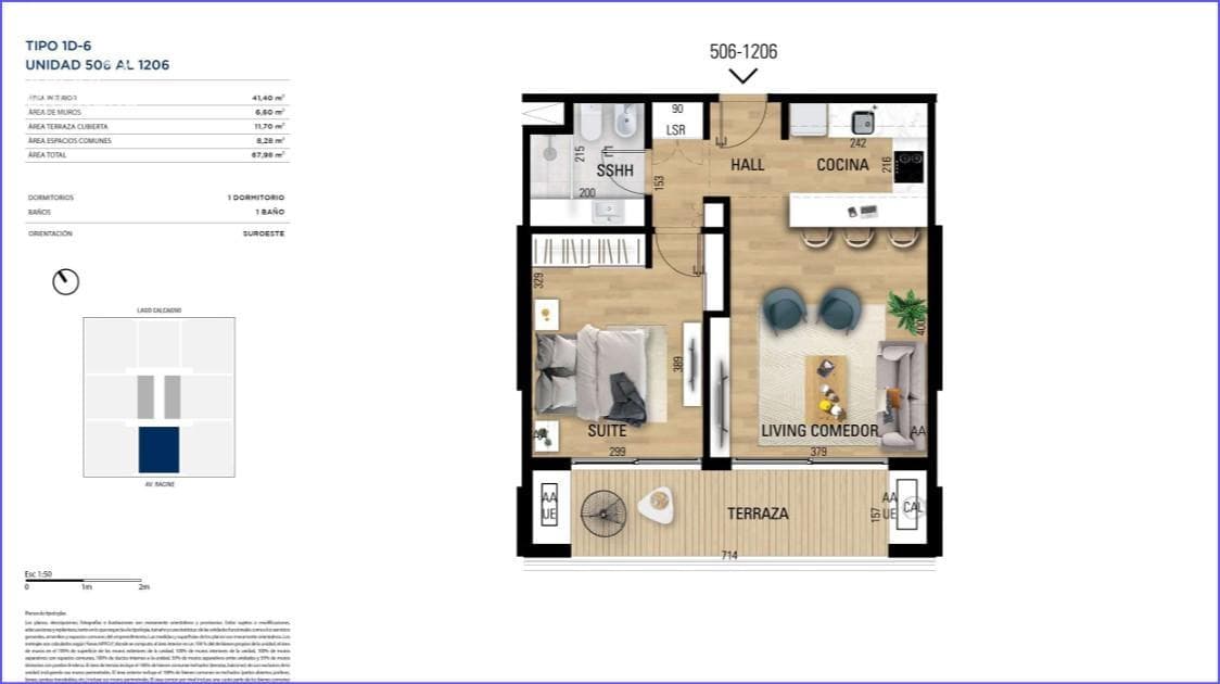 One-bedroom apartment for sale with rental income in Carrasco - 606