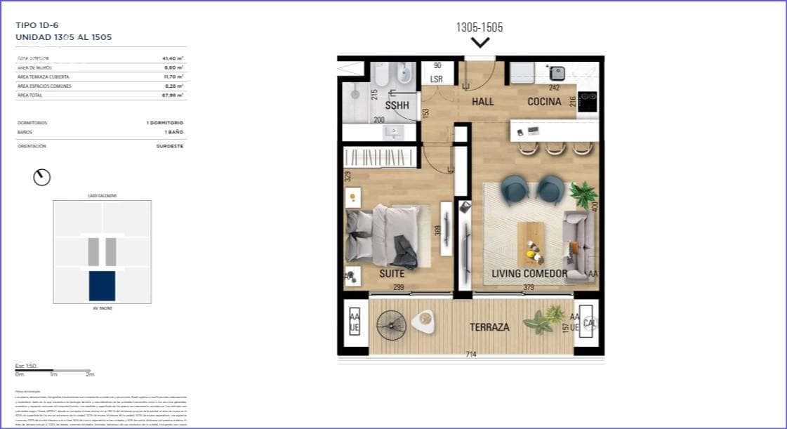 One-bedroom apartment for sale, currently rented, in Carrasco - 1305