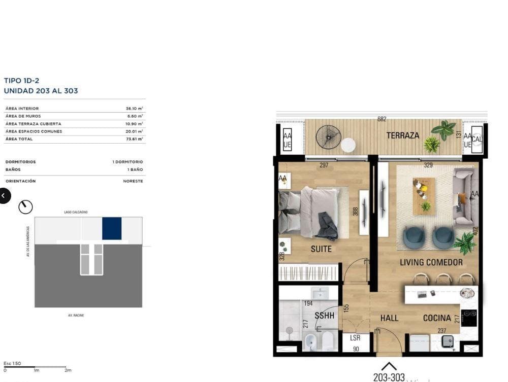 One-bedroom apartment for sale with rental income in Carrasco - 203