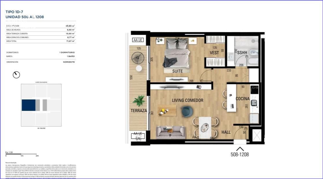 One-bedroom apartment for sale with rental income in Carrasco - 1008
