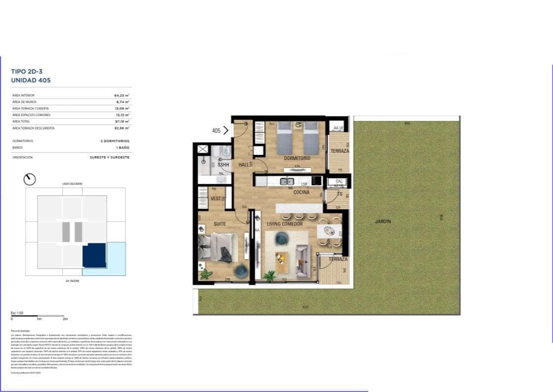 Two-bedroom apartment for sale with a patio in Carrasco - 405