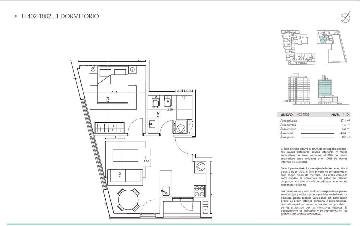 1-Bedroom Apartment for Sale with Rent in La Blanqueada - 702A