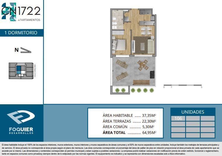 One-bedroom apartment with a patio for sale in Cordón - 106