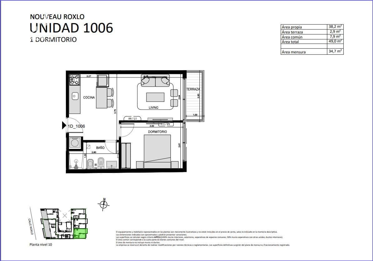 One-bedroom apartment for sale in Cordón - 1006