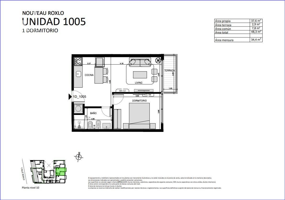 One-Bedroom Apartment for Sale in Cordón - 1005