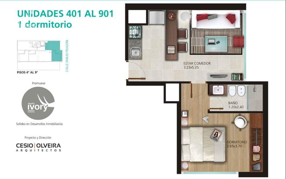 One-bedroom apartment for sale in Parque Rodó with a garage