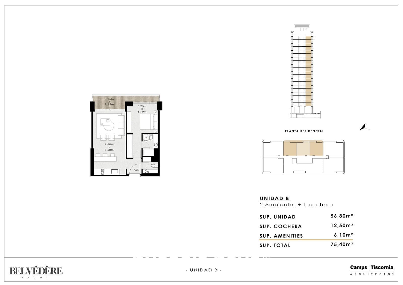Apartment in Belvedere Yacht (2 bedrooms) with garage in Nordelta