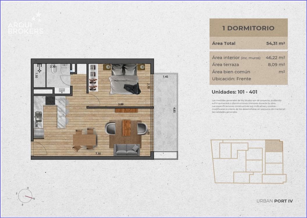One-Bedroom Apartment for Sale in Pocitos Nuevo - 301