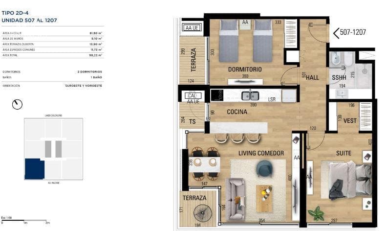 Two-bedroom apartment for sale in Carrasco - 1107