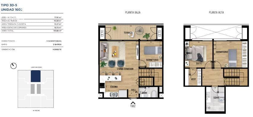 Three-bedroom duplex apartment for sale in Carrasco - 1603