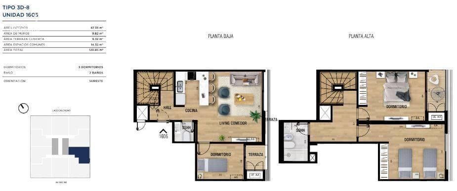 Three-bedroom duplex apartment for sale in Carrasco - 1605