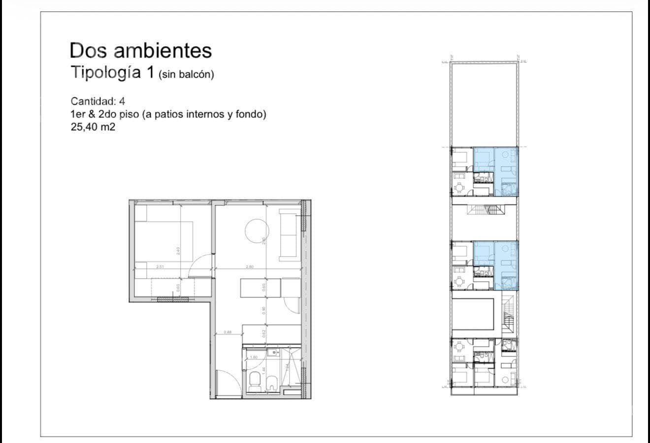 Two-room apartment on the second floor - Banfield Oeste - Suitable for professionals - Facing the back of the building