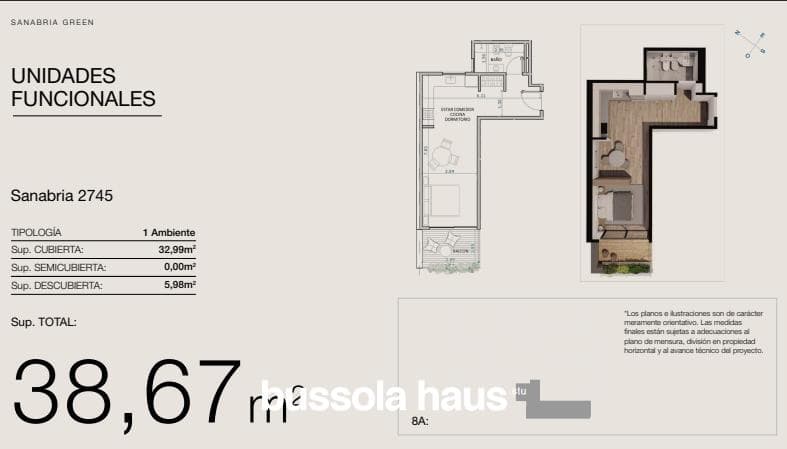 Studio apartment for sale in Devoto (under construction)