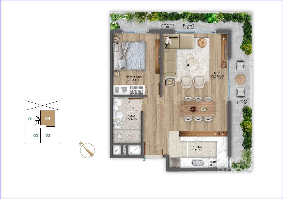 Furnished one-bedroom apartment for rent in Punta Carretas - 404