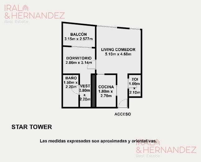 Departamento 2 ambientes con cochera en edificio Star Tower en Olivos