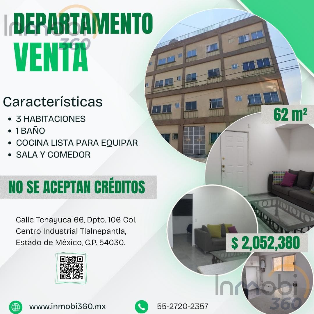 Amazing apartment in Tlalnepantla, just a few minutes from downtown, with various transportation options nearby.