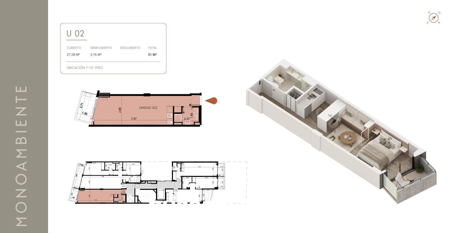 2-room apartment, pre-construction sale. Recoleta