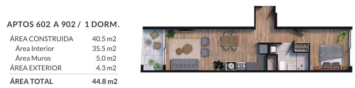 One-bedroom apartment for sale in Cordón Sur - 802