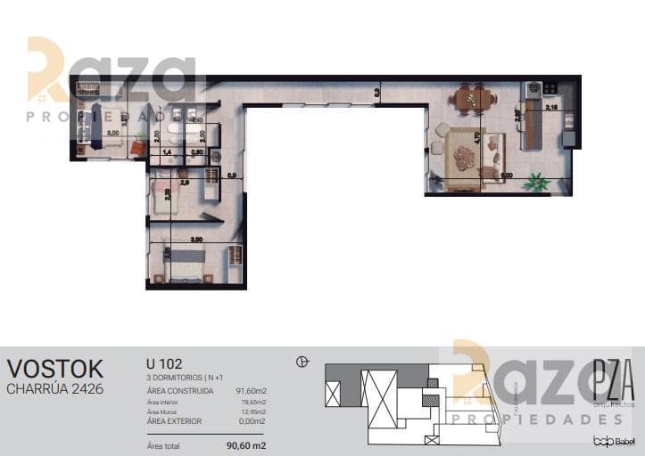 3-Bedroom Apartment for Sale in Pocitos